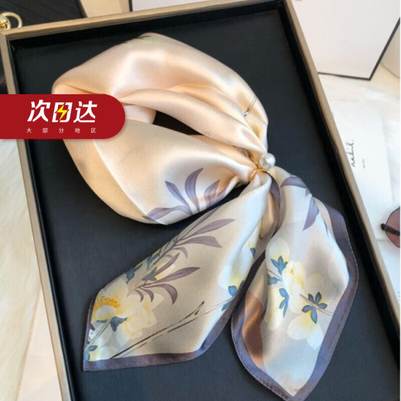 GIAVENTOLA真丝丝巾女100%桑蚕丝方巾实用母亲节生日礼物送女生妈妈长辈领导 小鸟小花 高级感轻奢百搭礼盒装