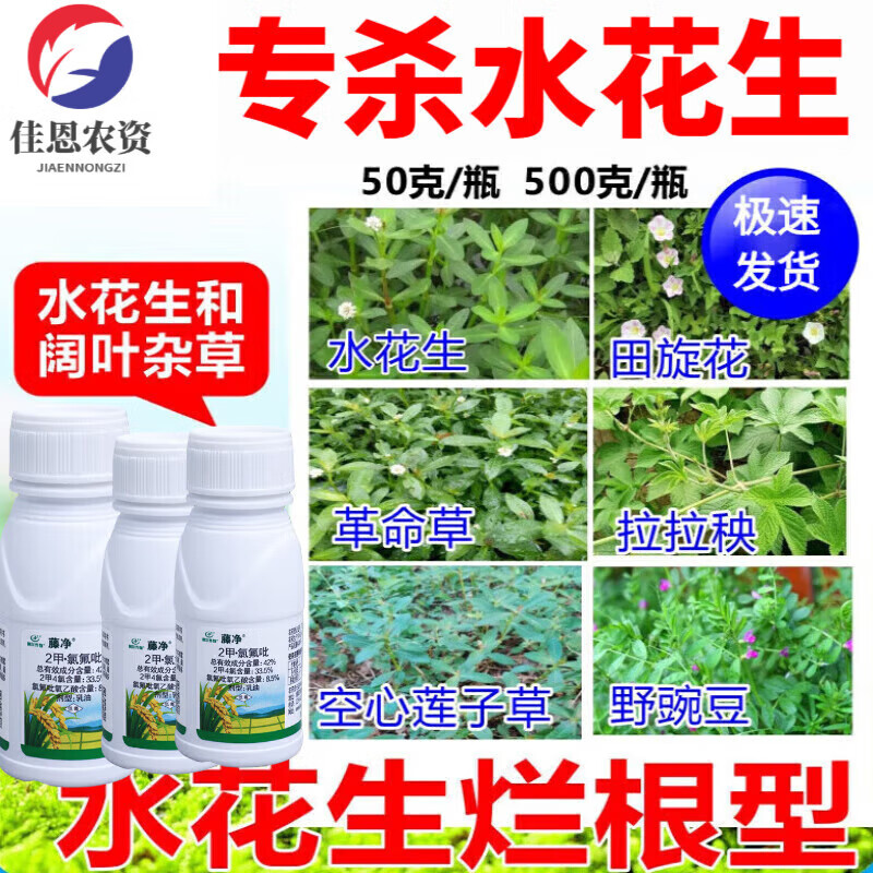 水花生除草剂草坪革命草空心莲子草田旋花野豌豆烂根阔叶草除草剂 50g