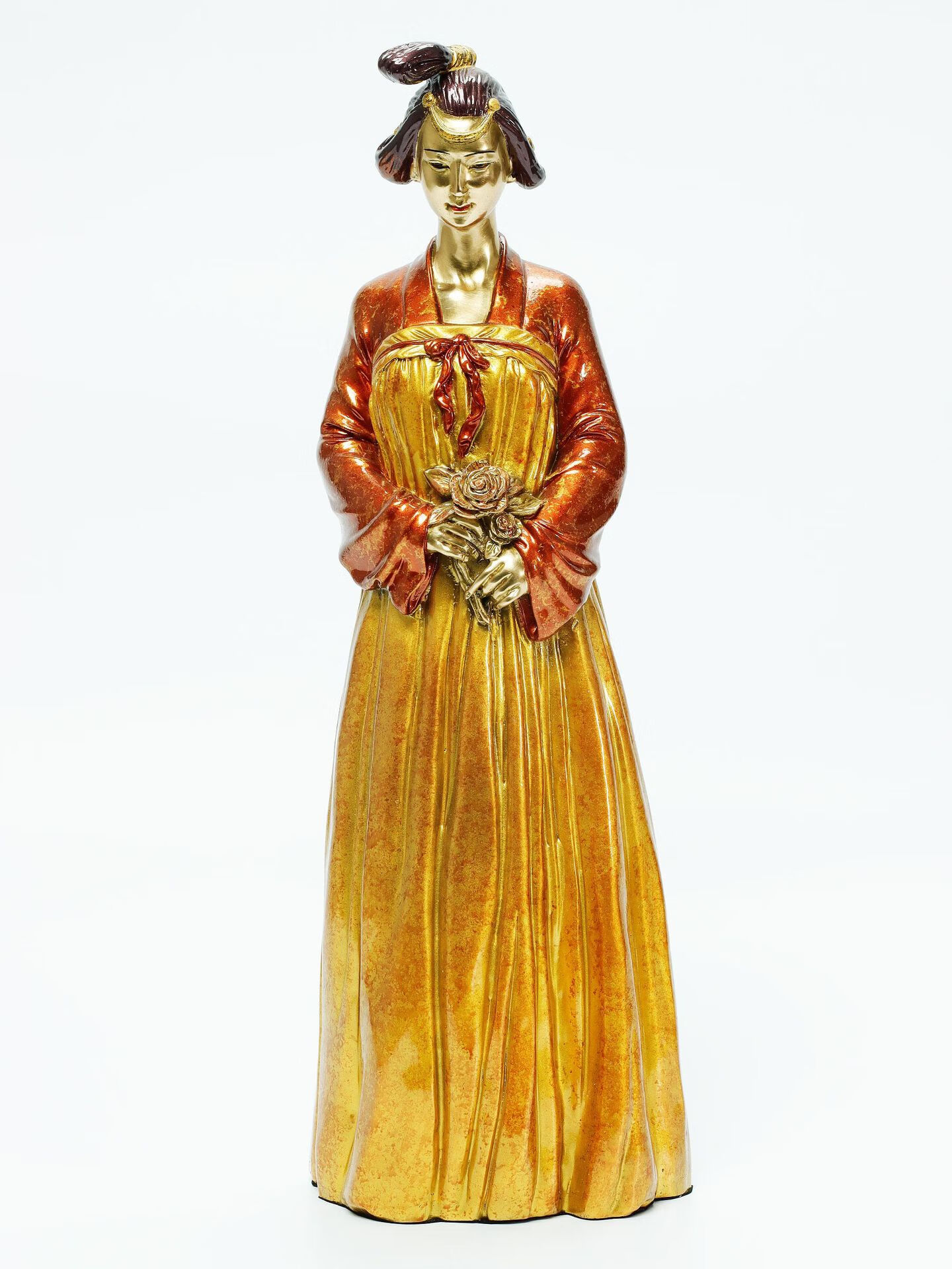 美女铜雕《月光》唐女雕像居家客厅办公室桌面黄铜摆件人物工艺品