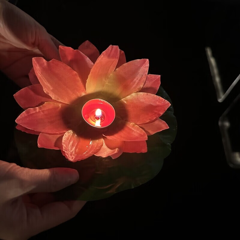金锦阳中元节河灯橙色荷花许愿灯莲花灯/正月十五闹元宵花灯船灯 橙色