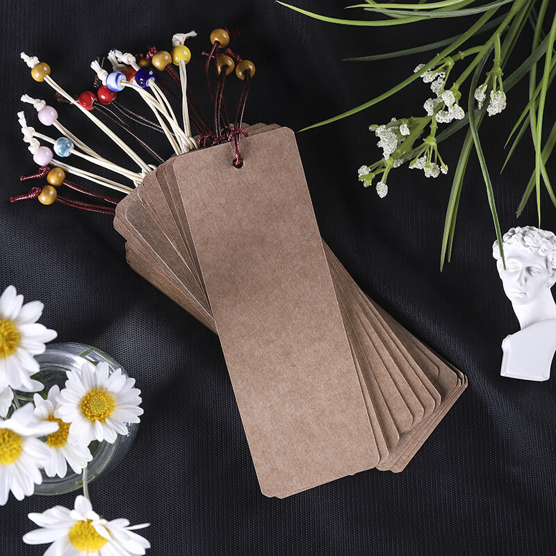 漆扇书签空白卡书签牛皮色白色手绘涂鸦水彩上色容易学生彩绘卡片