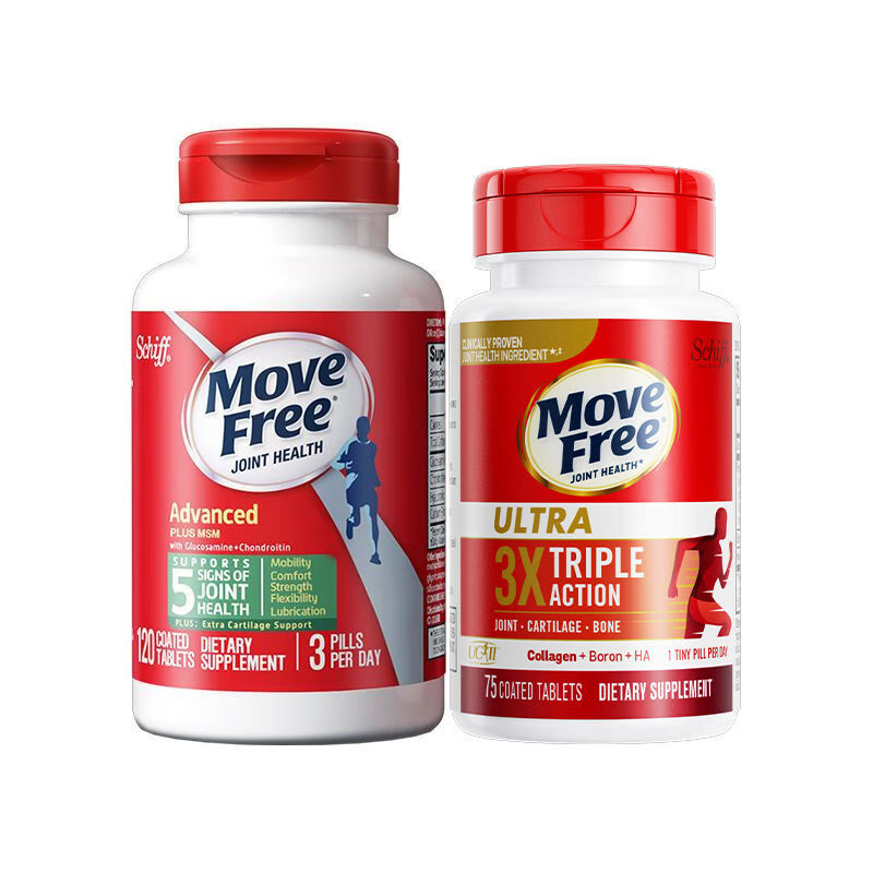 益节（MoveFree） Move Free益节维骨力氨糖软骨素绿瓶120粒+骨胶原白瓶75粒 缓痛绿+骨胶原白