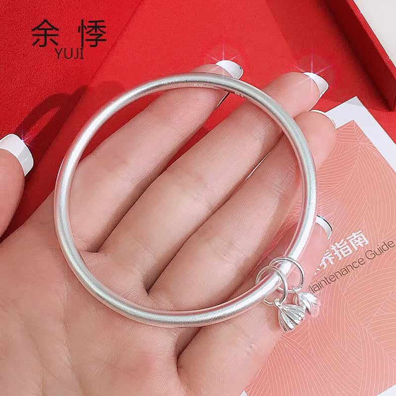 余悸9999足银古法两世欢银手镯女闭口实心银镯子情人节送女友老婆礼物
