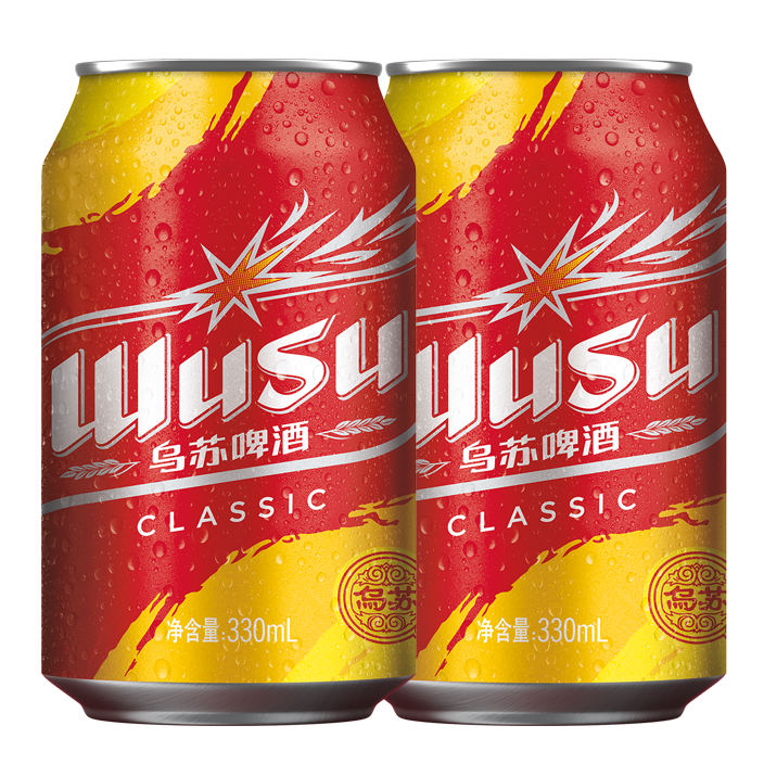 乌苏啤酒（wusu）经典红乌苏烈性啤酒330ml*2罐装