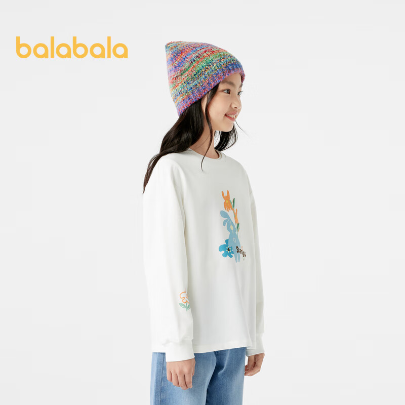 巴拉巴拉童装女童长袖T恤秋装卫衣印花宽松24100005