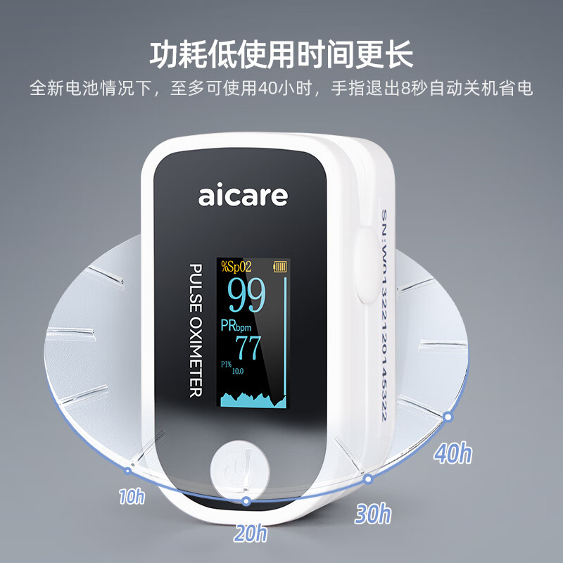 掌护指夹式血氧仪医用级指尖血氧饱和度监测仪家用指脉氧仪血氧自测仪 【老人易用】优质芯片W013