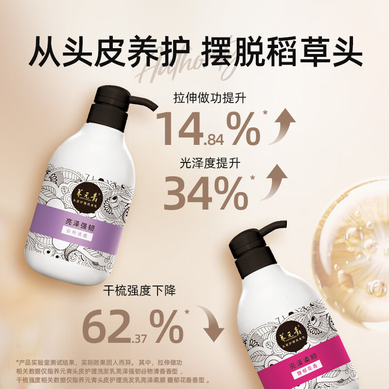 养元青淘米水洗发水柔顺头皮护理洗发乳改善毛躁洗发露 馥郁花香-亮泽柔顺洗发水425ml