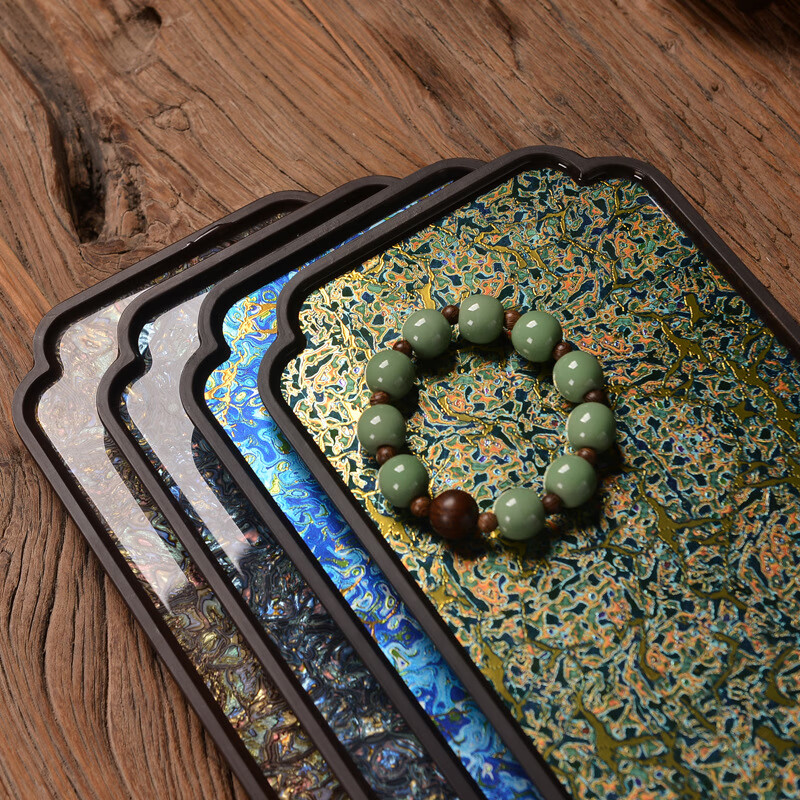 艾木枫靓电木茶盘干泡茶托盘果盘功夫茶道茶具收纳杯子螺钿大漆复 螺钿褐色 29.5*15.5*1.5