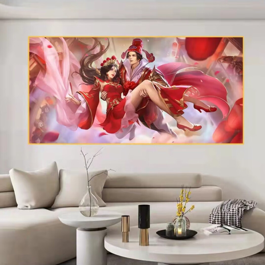 王者荣耀装饰画电竞房手游挂画网吧主题游戏壁画 大圣娶亲 黑色铝合金