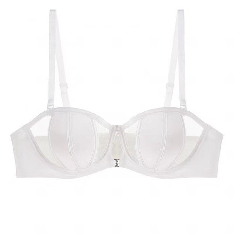 性感内衣女薄款无痕可拆肩带光面镂空上托聚拢防滑文胸胸 白色 70b