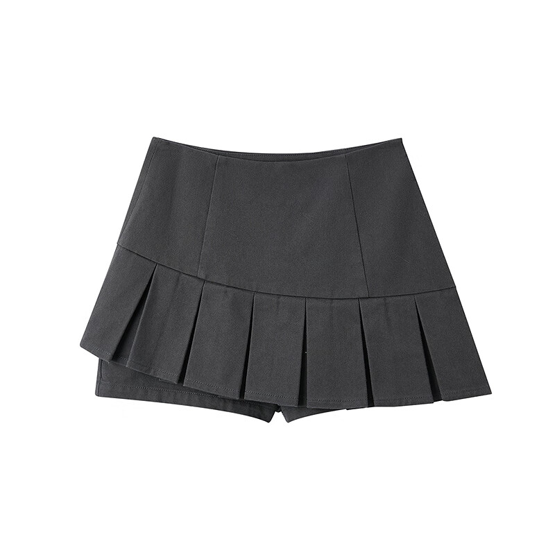 乐町设计感百褶短裙2024年春季新款深灰半身裙女C2GEE1210 深灰 M