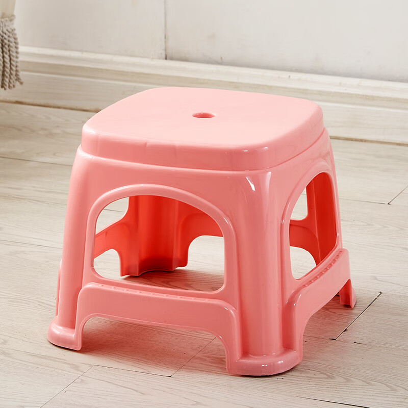加厚小凳子小板凳矮凳胶凳子出租房用椅子品牌 小号无盖粉色23厘米