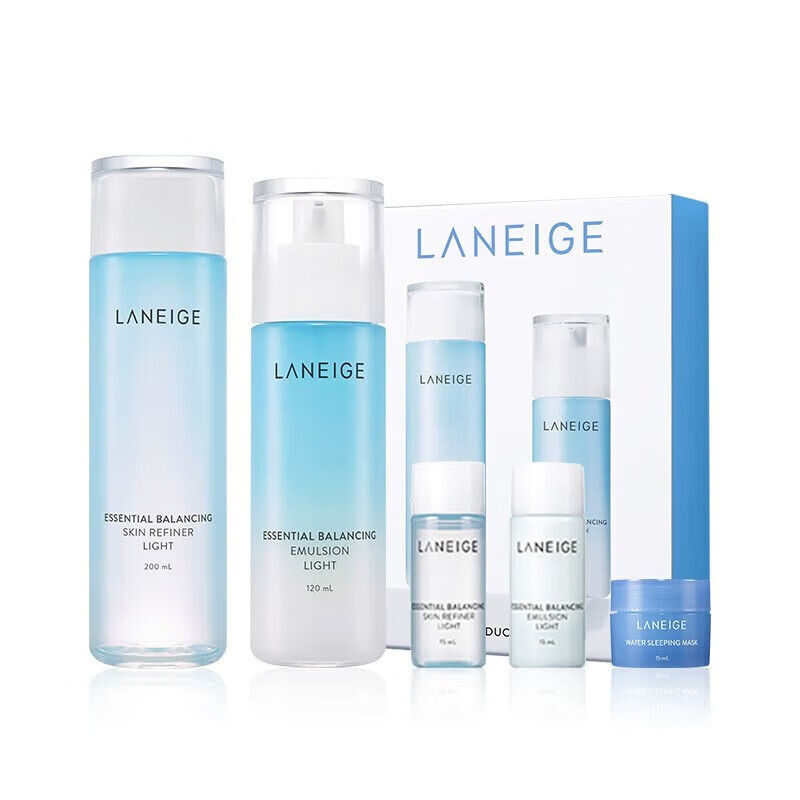 兰芝（LANEIGE）水衡凝肌水乳护肤品套盒套装385ml 清爽型 水+乳+面膜