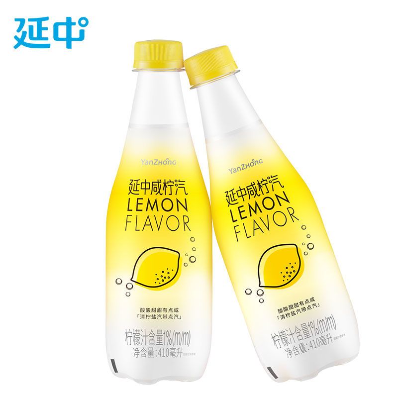 延中(yanzhong)咸柠汽410ml*12瓶/箱上海柠檬味盐汽水碳酸饮料清爽