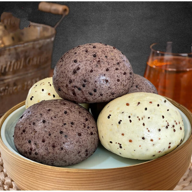禾澹三色全麦粗粮早餐健康主食五谷杂粮 藜麦馒头80g*6个【嚐鲜装】