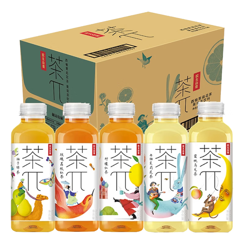 农夫山泉茶派π饮料500ml*15瓶整箱批特价青提蜜桃乌龙茶叶果味饮料 4味各3瓶 500mL*12瓶 【组合】