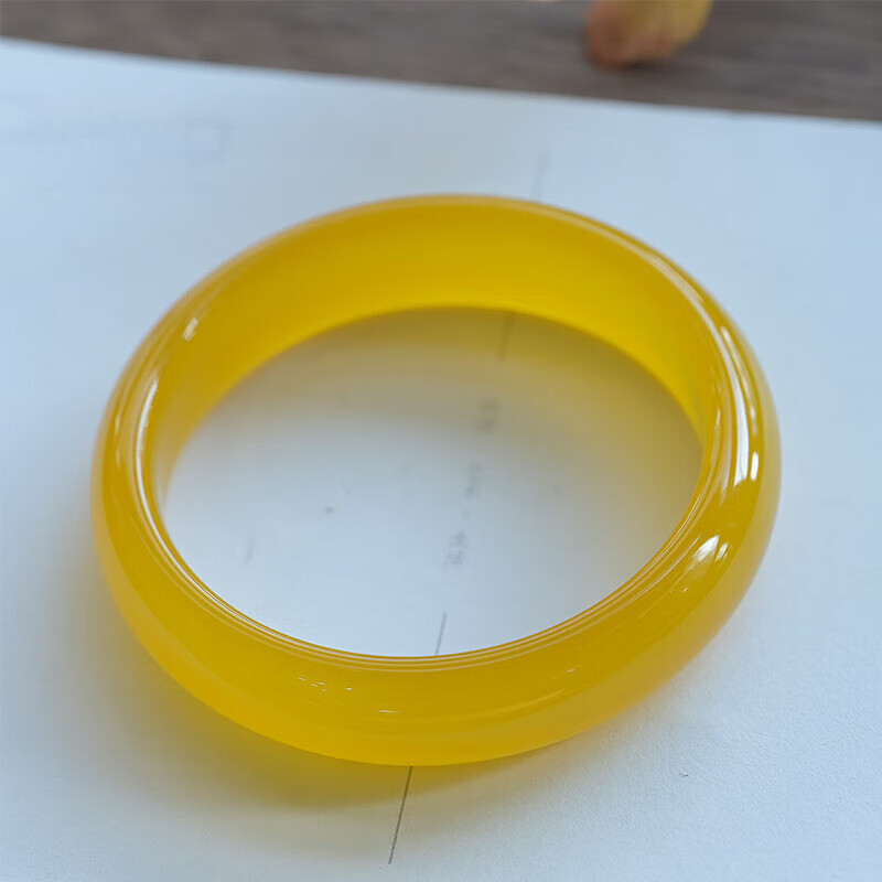 帛靈天然黃瑪瑙手鐲冰種蜜蠟黃玉髓鐲子扁條檸檬黃水晶手鐲女朋友禮物 黃瑪瑙手鐲圈口62mm132-142斤佩