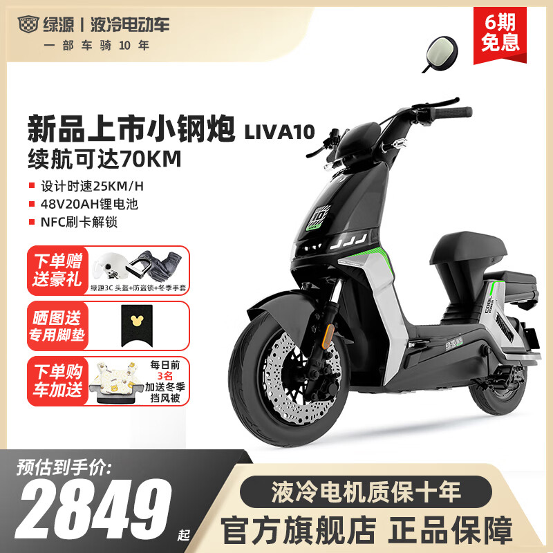 绿源（Luyuan）绿源新品新国标电动自行车LIVA10 48V20A锂电池 男女代步电瓶车 纳米黑