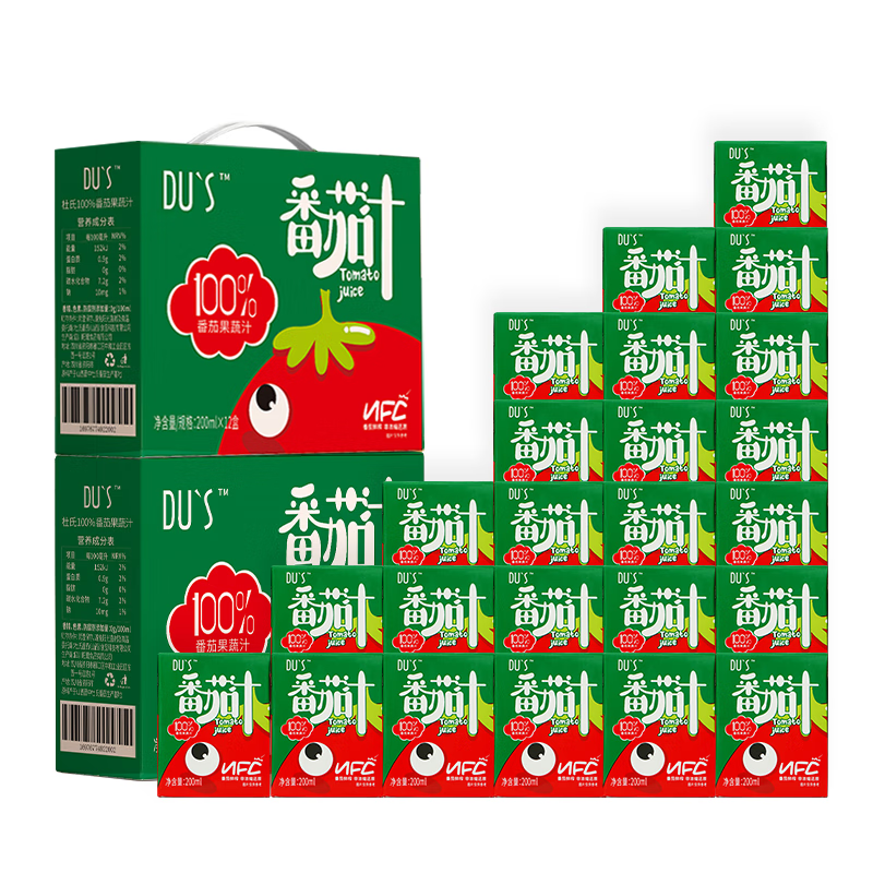 DU’S杜氏100%番茄汁纯果蔬汁NFC果汁蔬果汁无蔗糖无添加饮料12盒/件 2箱体验装-80%购买