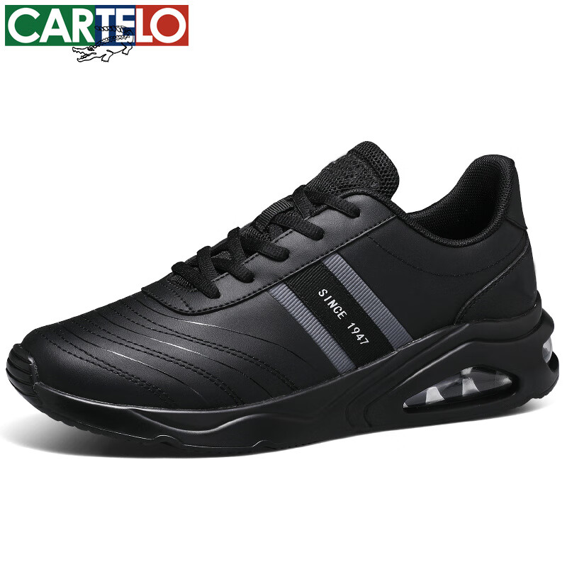 卡帝乐鳄鱼休闲鞋男鞋春夏季新款时尚舒适低帮运动鞋男百搭潮流平底板鞋 黑色[四季款]QH3365 41