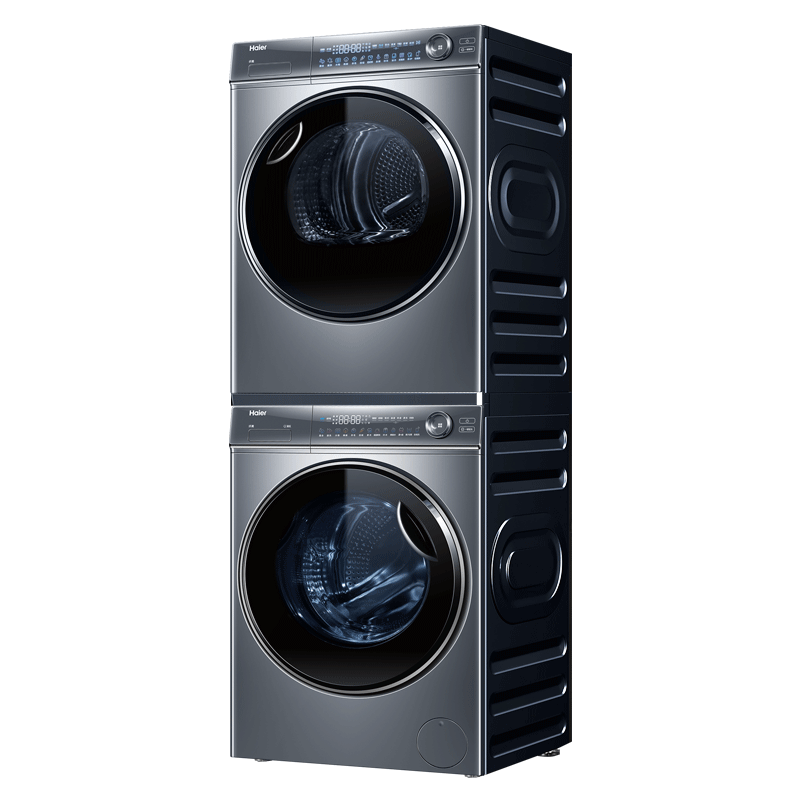 再降价、PLUS：海尔 Haier 云溪376 热泵洗烘套装 XQG100-BD14376LU1+HGY100-F376U1 极夜灰