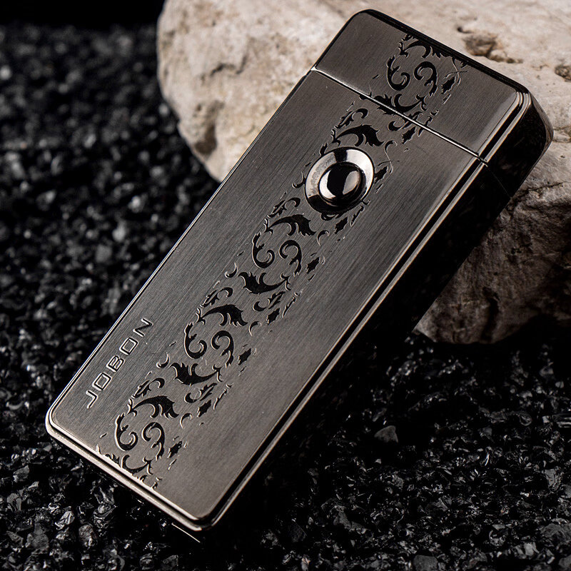 中邦(jobon)中邦充电打火机电弧防风创意个性潮黑冰雕花商务礼物送