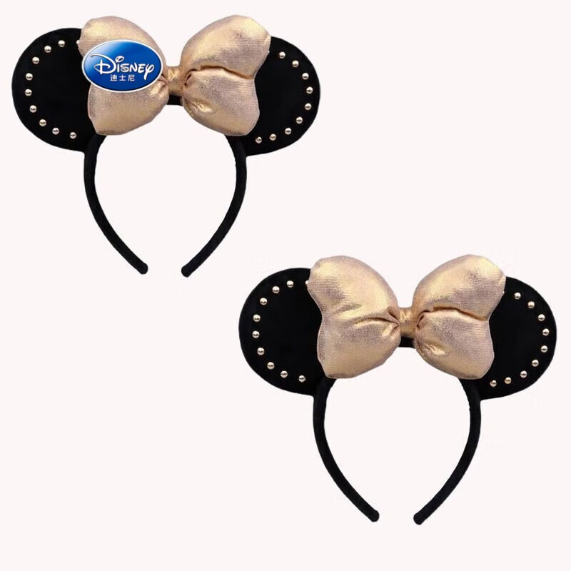 迪士尼发箍卡通米奇耳朵头箍可爱女金色米妮蝴蝶结发卡发饰头饰潮 亮