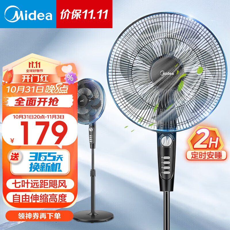 美的（Midea）电风扇 家用风扇 落地扇 7叶/3叶可选 远距强风电扇 立式轻音节能可定时降温 黑色机械款 【风速309m/min】35MA怎么看?