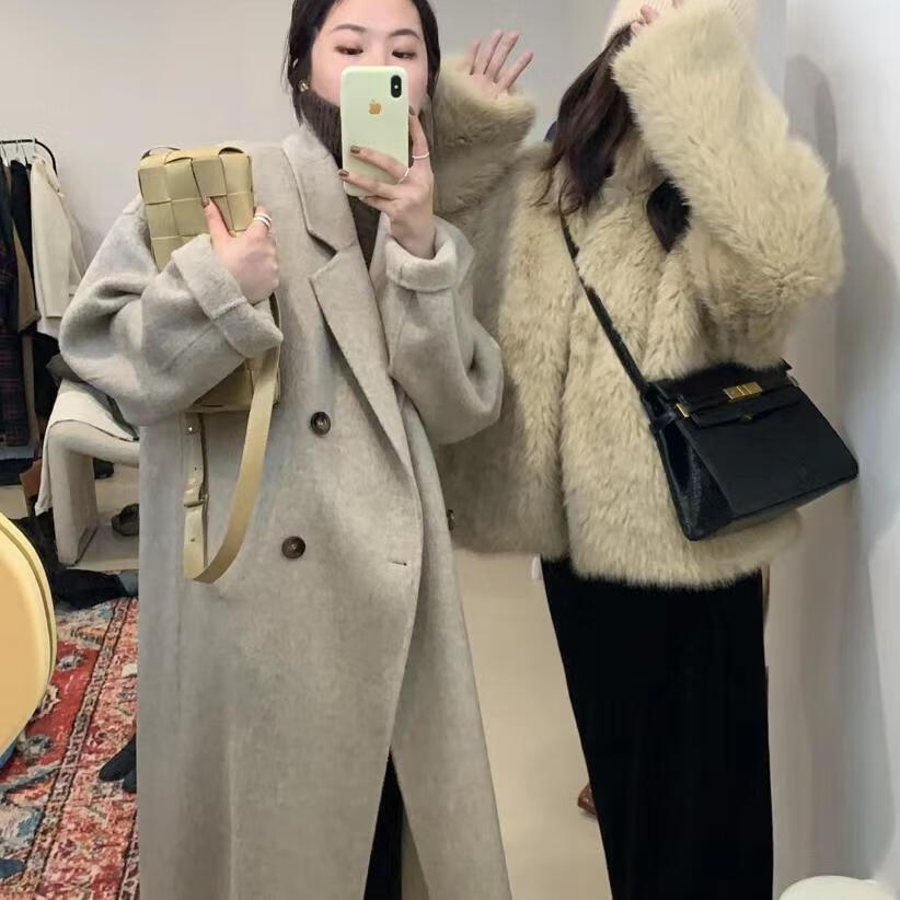 狮奥利兴昆山巴城女装羊绒大衣双面羊毛大衣女小个子2022秋冬茧型中长