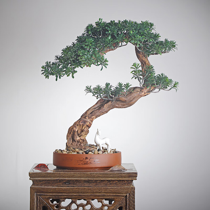战舵仿真盆景迎客松新中式摆件办公室客厅玄关家居装饰酒店工艺品软装