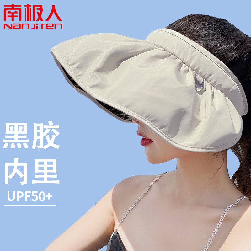 南极人（Nanjiren）户外夏季防晒帽女遮阳帽男登山帽太阳帽防紫外线黑胶贝壳帽空顶帽
