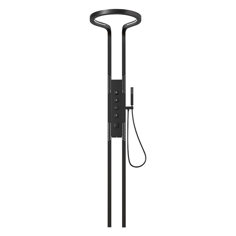 奥享德国奥享高奢黑色拉丝金网红顶喷多功能大回环智能淋浴花洒套装 HS101H白色冷热双控_花洒_什么值得买