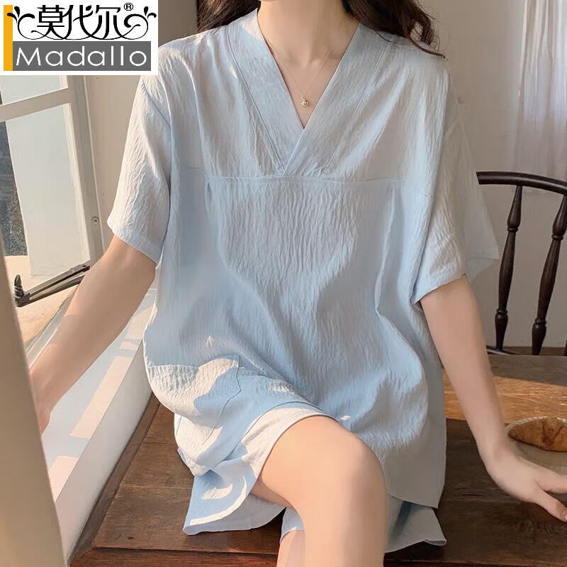 莫代尔汗蒸服睡衣女纱布洗浴夏季两件套装自带胸垫和服按摩桑拿服家居服 QKM-9199粉色(无胸垫款) M码 (适合80-100斤)