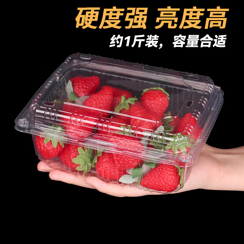威尔基一次性水果盒透明塑料打包盒果切保鲜盒草莓包装盒子便携分装盒 塑料打包盒有盖 500g-20个