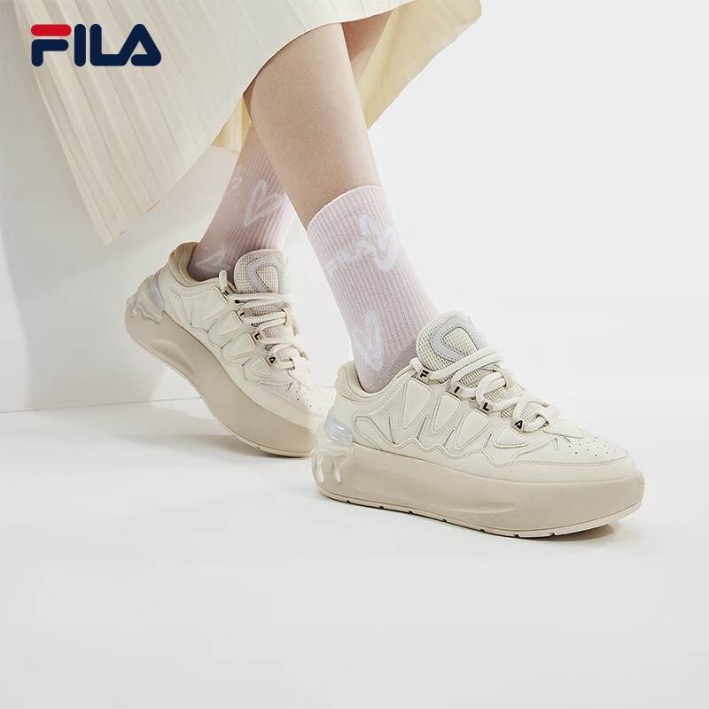 FILA 斐乐官方女鞋CARROT摩登板鞋2024春季新款萝卜鞋休闲运动鞋 古白色/初雪白-AA 38