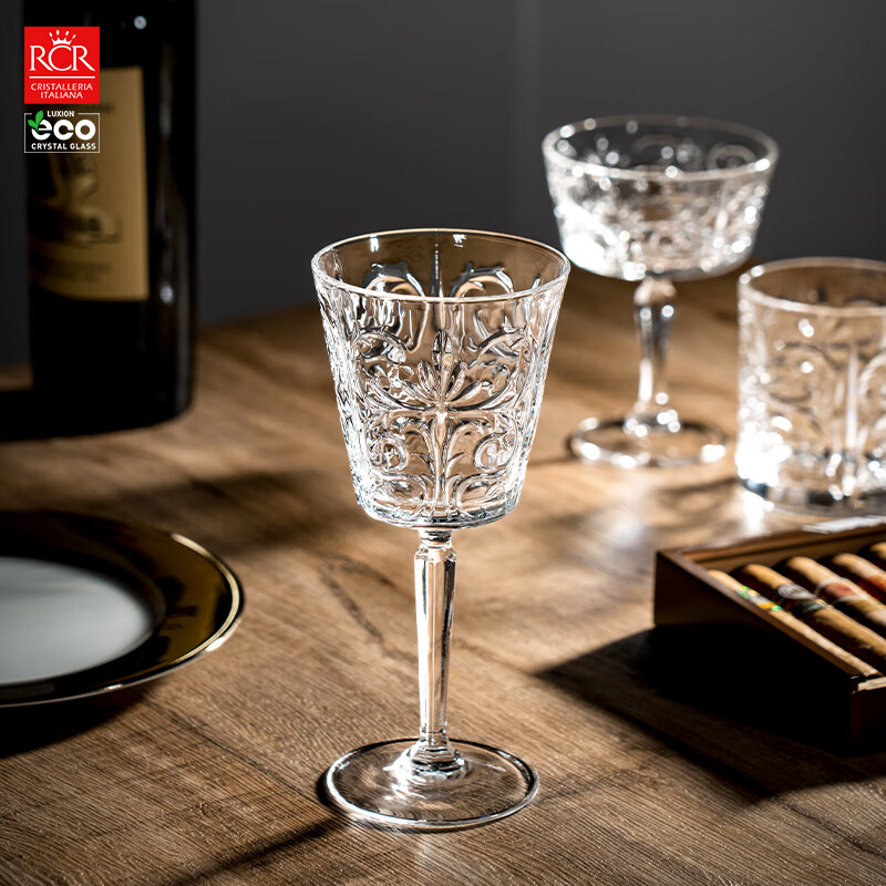 RCR 意大利进口水晶玻璃红酒杯葡萄酒杯高脚杯中秋送礼复古风酒杯 【图腾】葡萄酒杯 290ml 2只
