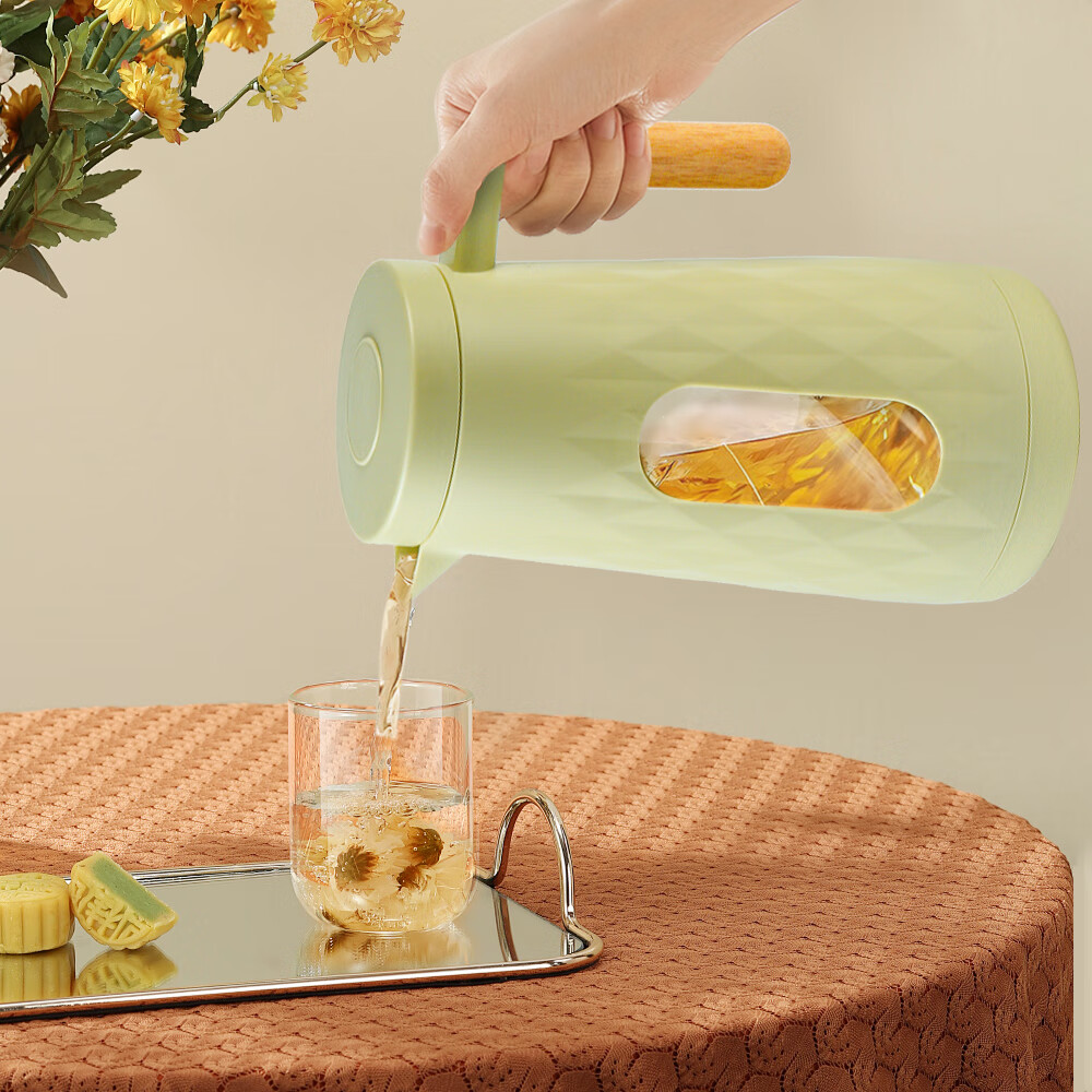 Almagic凉水壶冷水壶玻璃耐高温玻璃杯大容量家用果汁壶柠檬水壶 薄荷绿 1600ml