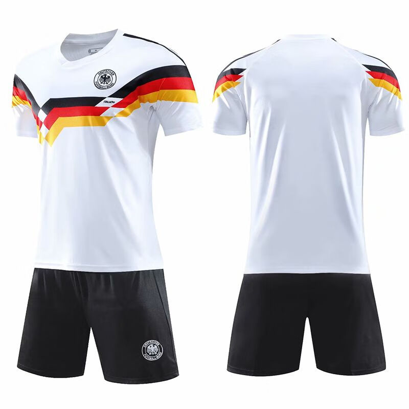smotouch mud高档德国队主场1990世界杯足球服套装儿童装复古球衣18号