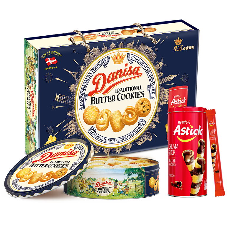 皇冠（danisa）丹麦曲奇饼干908g礼盒装加爱时乐150g 零食礼包送礼团购 丹麦进口