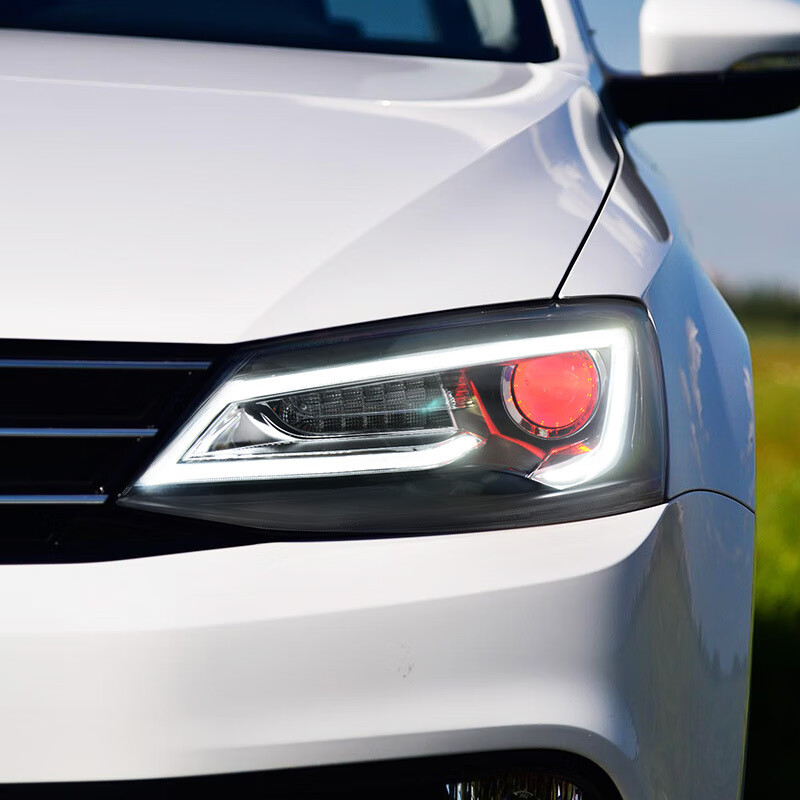 适用于大众新速腾大灯总成 12-18款改装氙气大灯光导led日行灯17 led