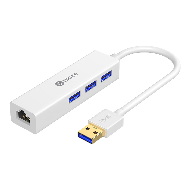 毕亚兹 USB3.0转网口扩展坞3口3.0分线器 HUB集线器笔记本电脑RJ45网线转接头台式机拓展坞以太网转换