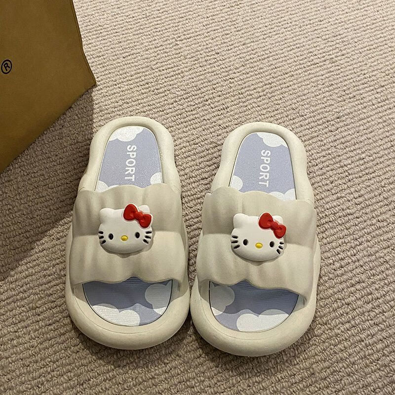 金盈姿可爱卡通kt猫外穿hellokitty拖鞋女厚底踩屎感洗澡室内防滑拖鞋 主图款 38-39 【适合37/38】