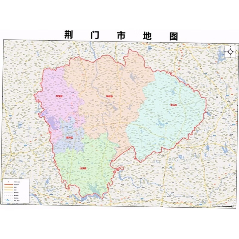 2024新款荆门市地图贴图 办公室挂图 高清防水墙壁装饰画定制地图