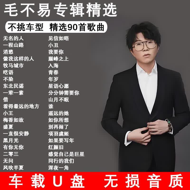 山头林村毛不易精选汽车载U盘歌曲华语经典流行音乐无损高品质USB车用优盘 1GB 套餐一