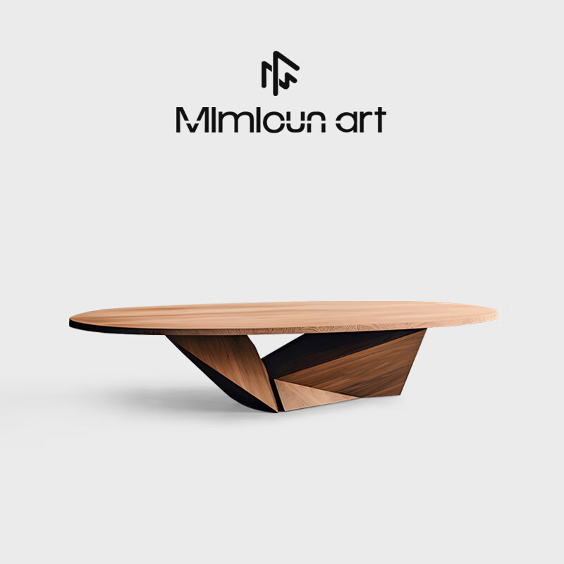 米米村米米村设计师极简艺术茶几轻奢高级感客厅家用创意茶桌实木小桌子 A款 直径100*H35cm