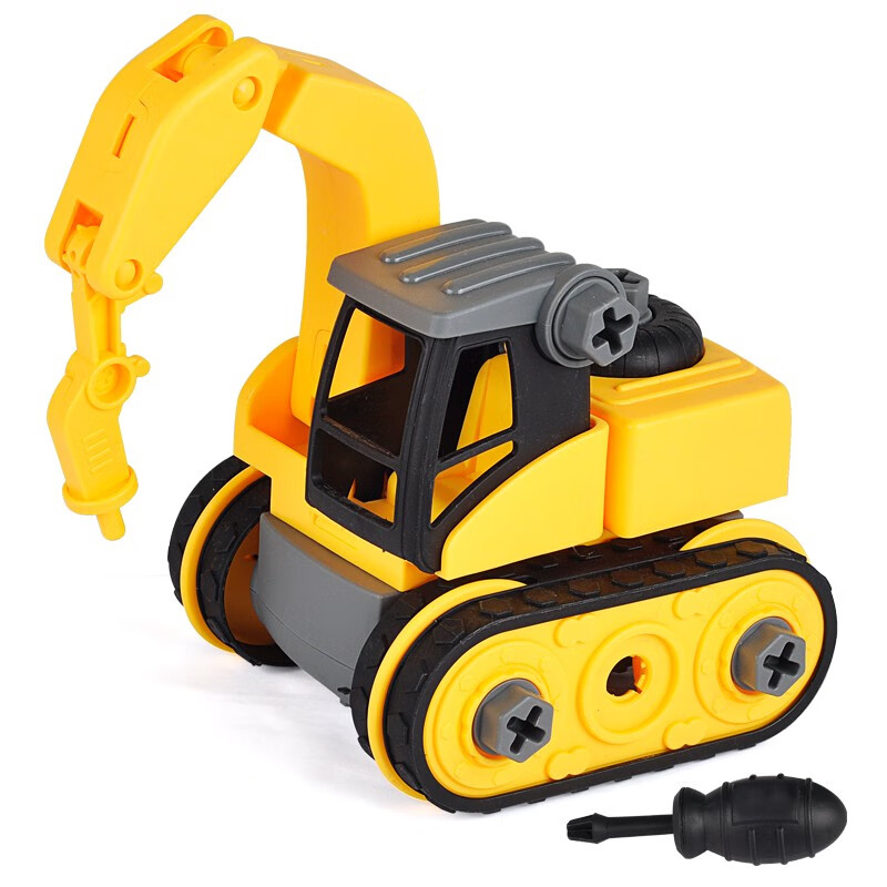 拆装工程车仿真挖掘机模型可拆卸组装儿童男孩玩具车 钻地机