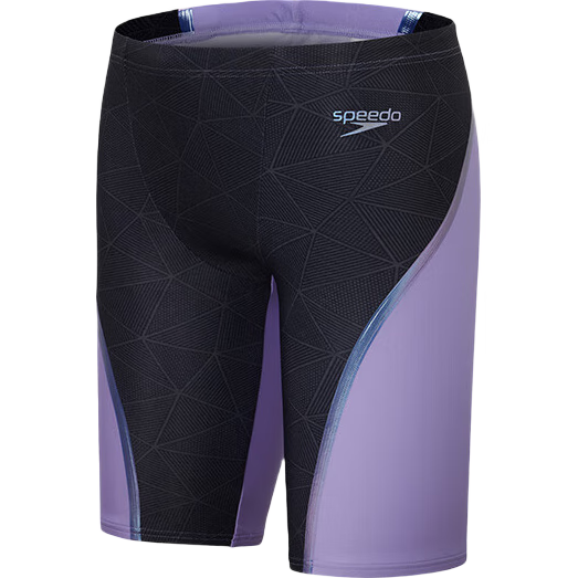 速比濤（Speedo）【汪順同款】電氣矩陣黑標(biāo)Hero4.0鯊魚皮競速及膝泳褲男黑/淺紫36
