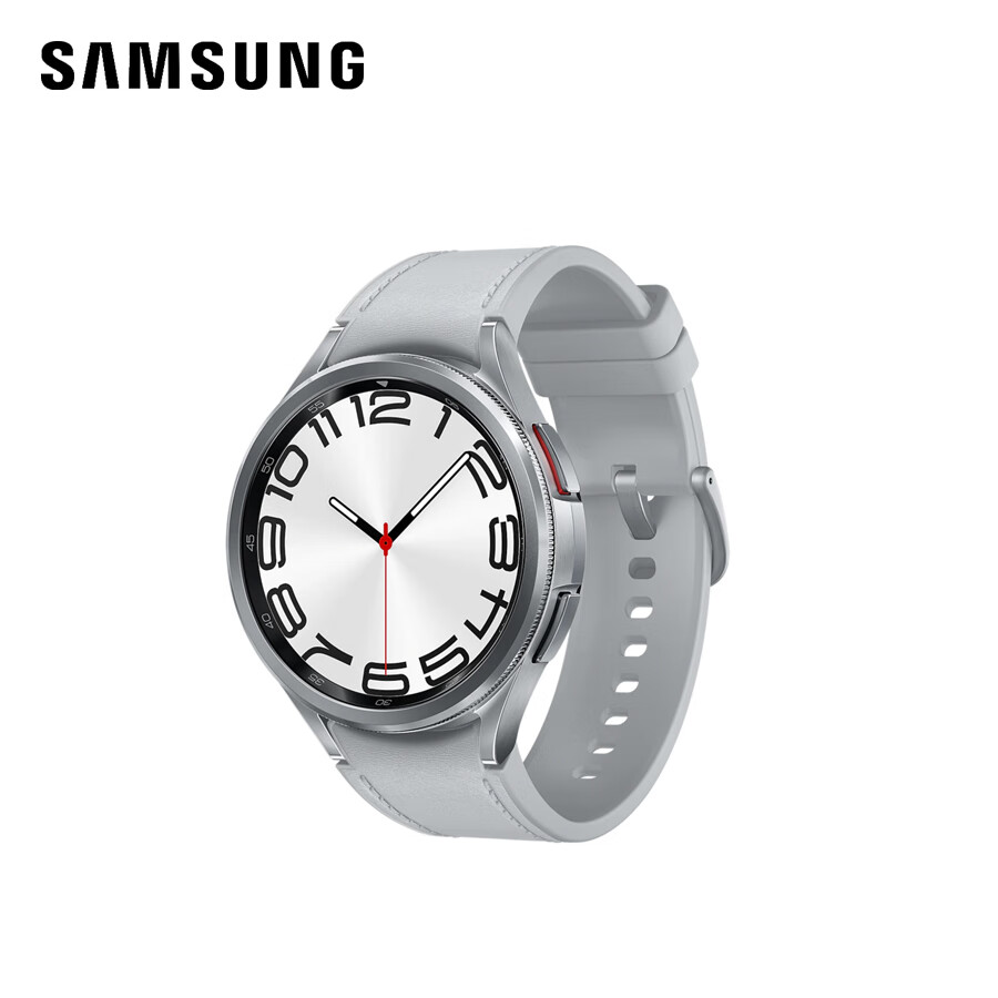 SAMSUNG 三星 Galaxy Watch6 Classic LTE版 eSIM智能手表 47mm 银色表壳 星系银硅胶表带（北斗、血压、GPS、ECG）