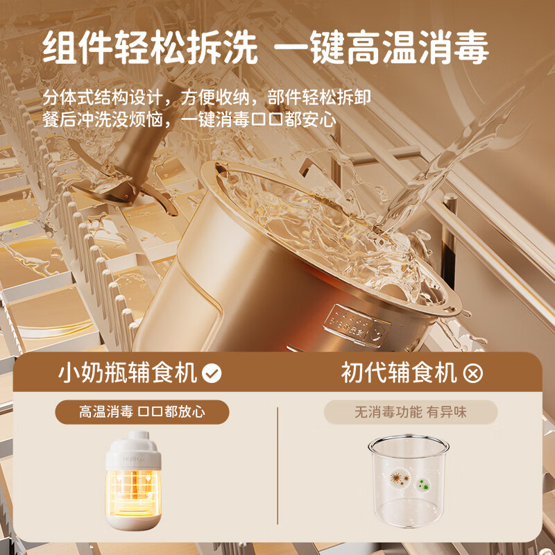 北欧沃朗蒸煮料理机 家用便携随行杯 榨汁机 原汁机汁渣分离 迷你小型婴儿辅食机 果汁机 象牙白