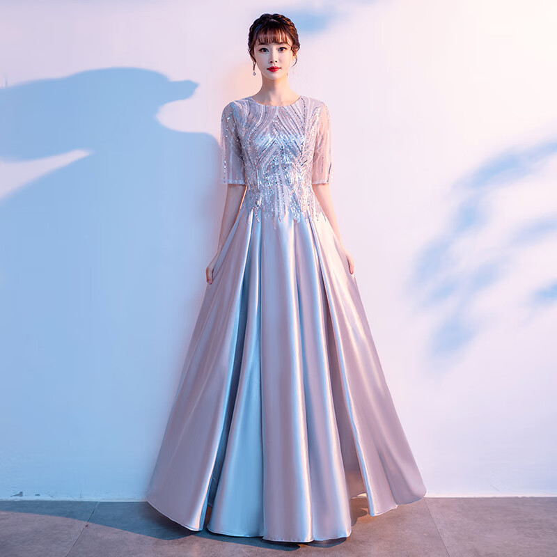 麦娅洛合唱指挥礼服女初中生大演出服长裙新款主持人晚学生红歌团舞台